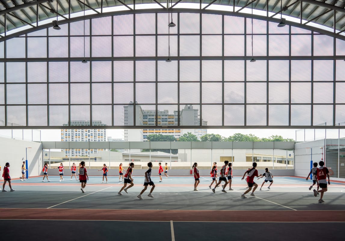 PE lesson at the multi purpose court